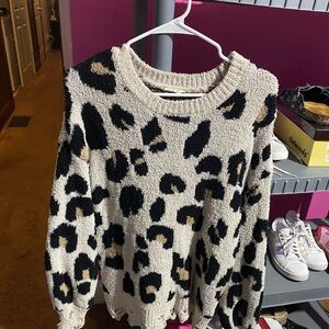 Altar'd State Black and Cream Leopard Sweater